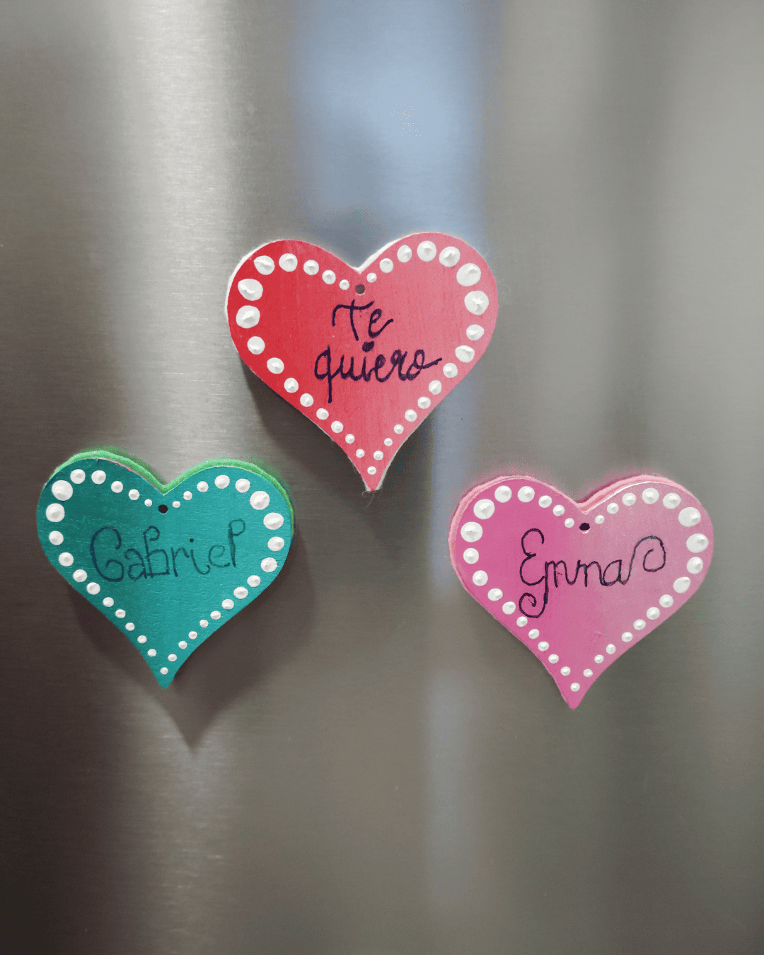 3 IMANES CORAZON DE MADERA REGALO MÁGICO ÚNICO Y DECORATIVO